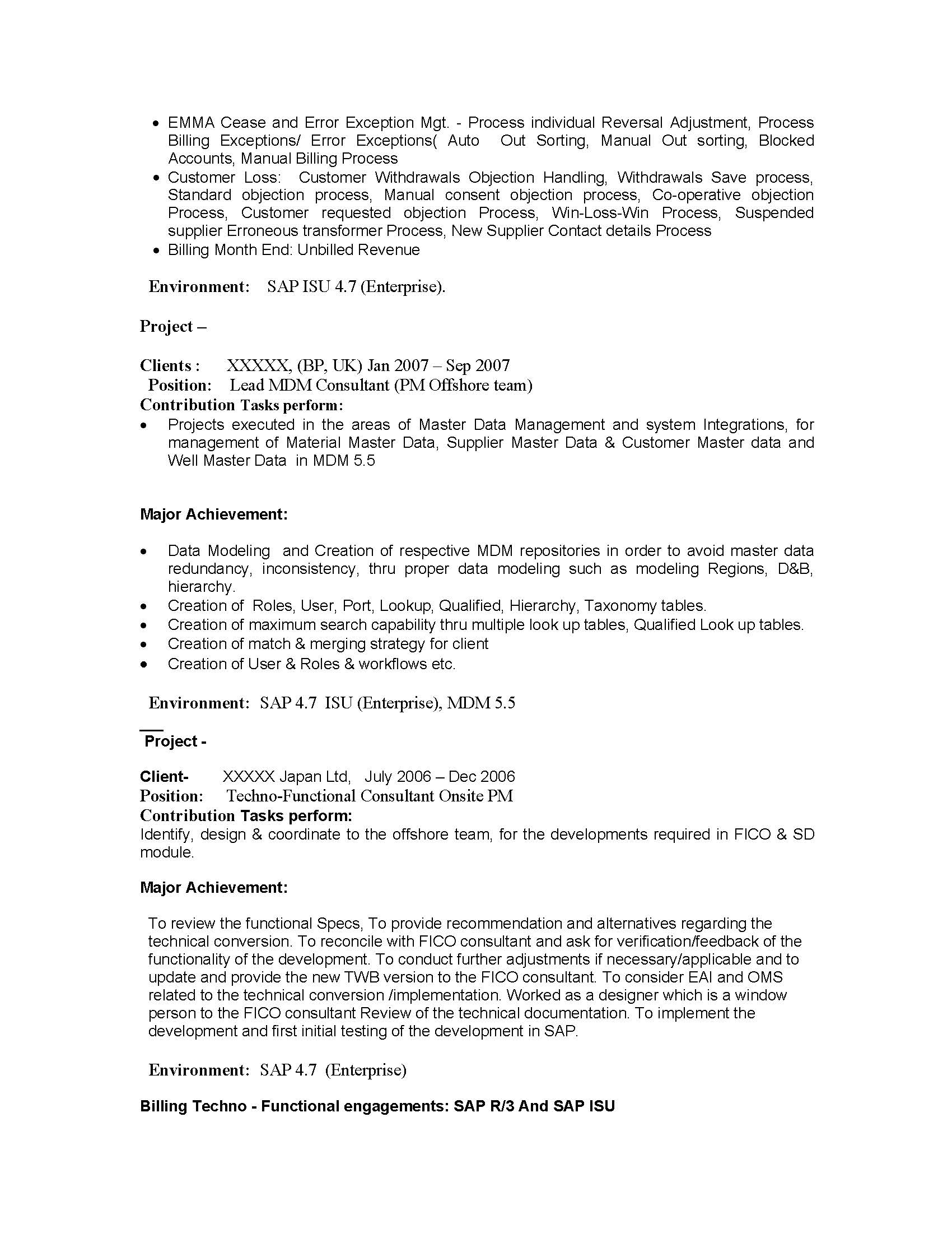 ISU Billing and Invoice Consultant Sample Resume